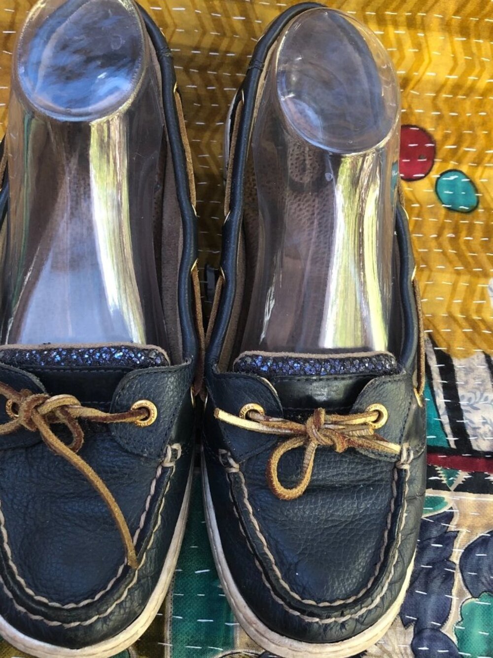 Sperry Boat Shoes Womens Size 10 Slip On Comfort Loafers Glitter Blue